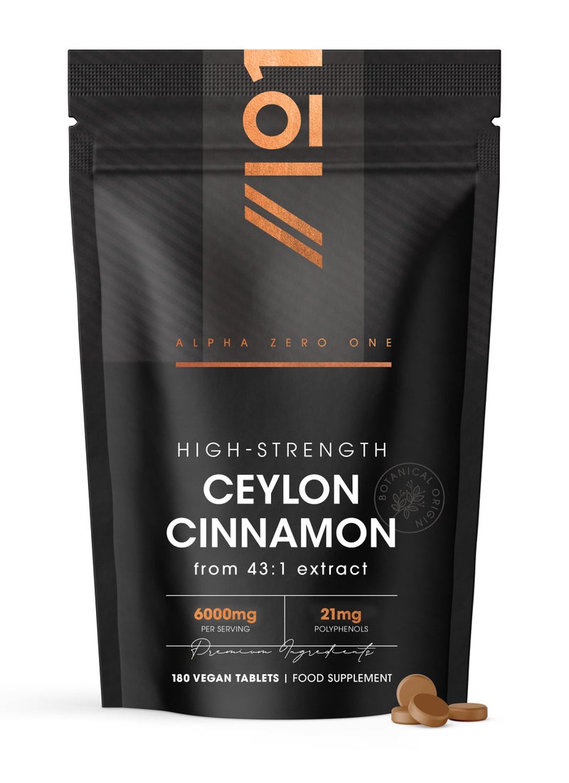 ALPHA01 Cinnamon Extract 6000mg - Standardised 15% Polyphenols from 43:1 Cinnamon Extract - 180 Vegan Tablets (6 Months Supply) â€“ Resealable and Recyclable Pouch by Alpha01 - Image 1